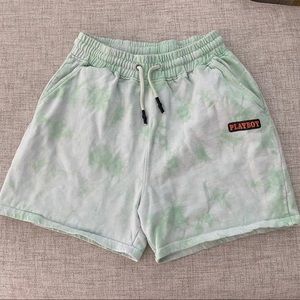 EUC Playboy Green Tie Dye Cozy Lounge Shorts